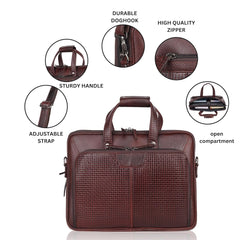 Álvaro : Genuine Leather Laptop Office Bag Brown