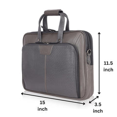Álvaro : Genuine Leather Laptop Office Bag Gray