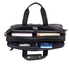 LUXOR : Genuine Leather Laptop Office Bag Black