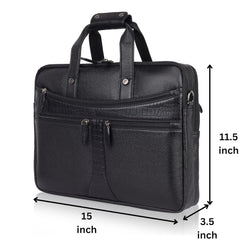 LUXOR : Genuine Leather Laptop Office Bag Black