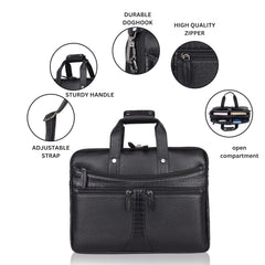 LUXOR : Genuine Leather Laptop Office Bag Black