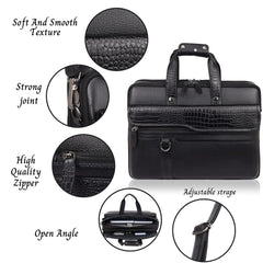 Morvani : Genuine Leather Laptop Office Bag Black