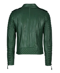 Men’s Genuine Leather Motorcycle Jacket Green