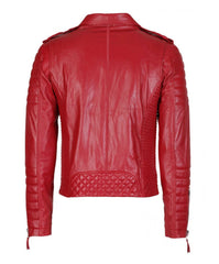 Men’s Genuine Leather Motorcycle Jacket Red