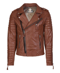 Men’s Genuine Leather Motorcycle Jacket Tan