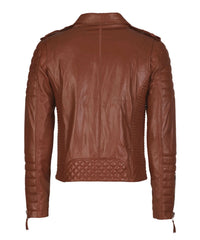 Men’s Genuine Leather Motorcycle Jacket Tan