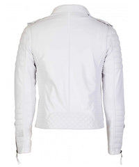 Men’s Genuine Leather Motorcycle Jacket White