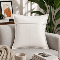 Genuine Leather Square Pillow Cover White