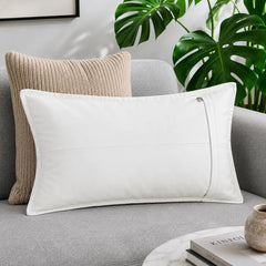 Genuine Leather Rectangle Pillow Cover White