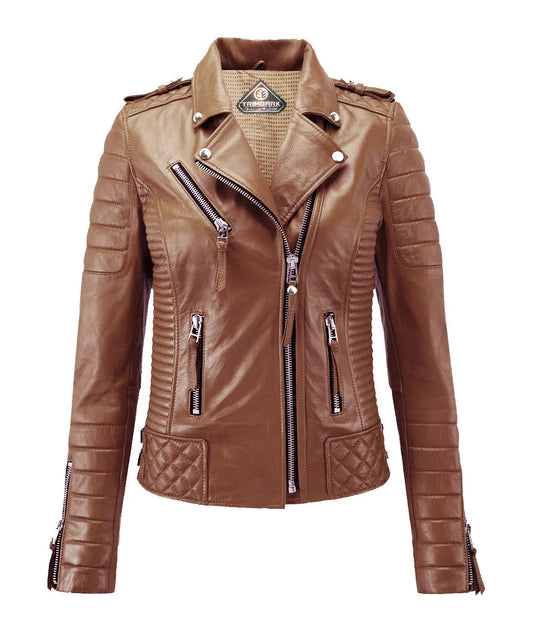 Women’s Genuine Leather Biker Jacket Mango