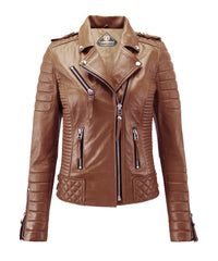 Women’s Genuine Leather Biker Jacket Mango
