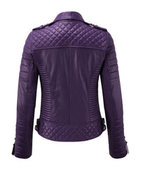 Women’s Genuine Leather Biker Jacket Purple