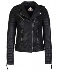 Women’s Genuine Leather Moto Jacket Black