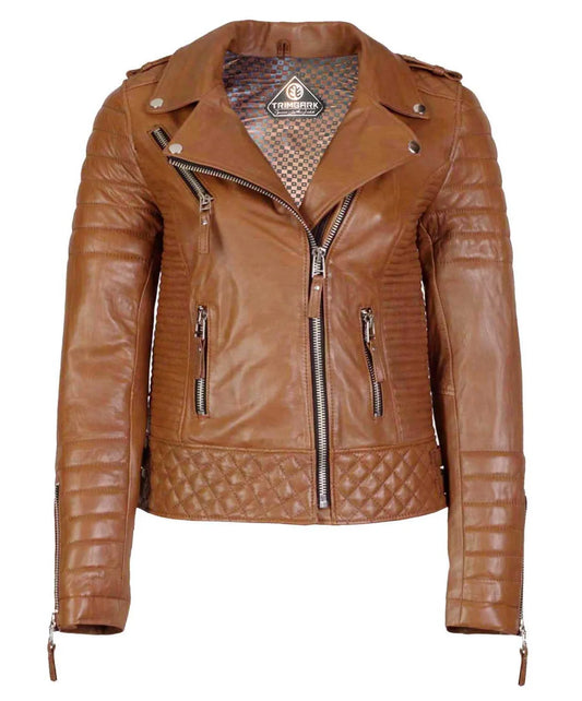 Women’s Genuine Leather Moto Jacket Mango