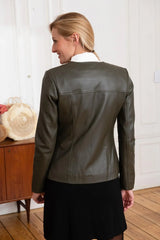 Women's Genuine Green Leather Jacket WLJ 11