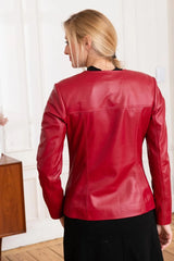 Women's Genuine Red Leather Jacket WLJ 13