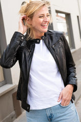 Women's Genuine Black Leather Jacket WLJ 20