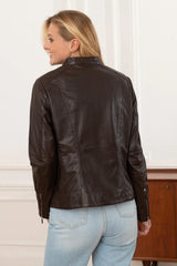 Women's Genuine Brown Leather Jacket WLJ 33