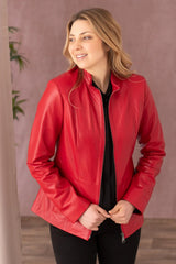 Women's Genuine Red Leather Jacket WLJ 38