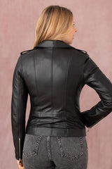 Women's Genuine Black Leather Jacket WLJ 39
