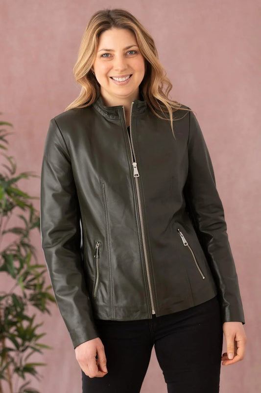 Women's Genuine Green Leather Jacket WLJ 42