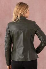 Women's Genuine Green Leather Jacket WLJ 42