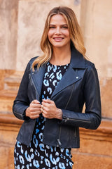 Women's Genuine Blue Leather Jacket WLJ 55