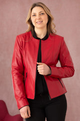 Women's Genuine Red Leather Jacket WLJ 40