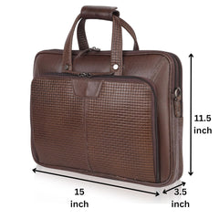 Álvaro : Genuine Leather Laptop Office Bag Chiku