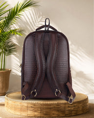 Arviano : Genuine Leather Backpack Brown Croco