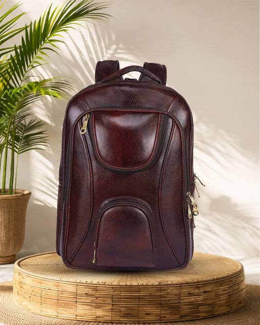 Arviano : Genuine Leather Backpack Brown