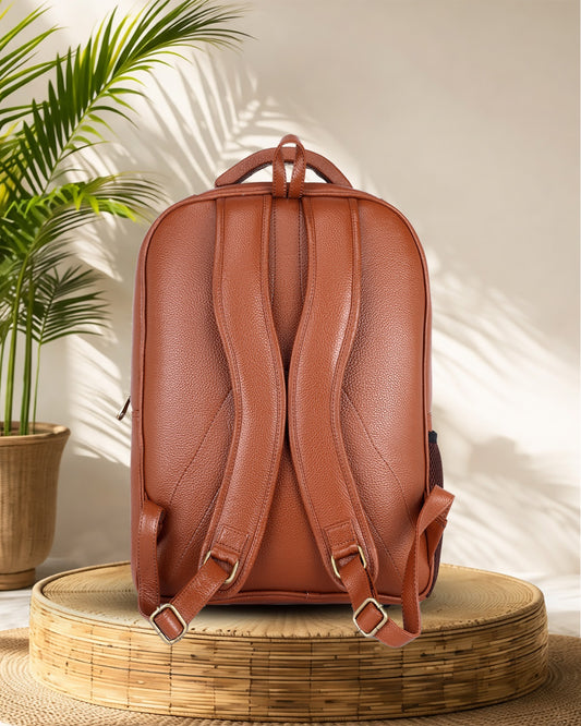 Arviano : Genuine Leather Backpack Tan