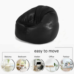 Genuine Cowhide Leather Beanbag Black