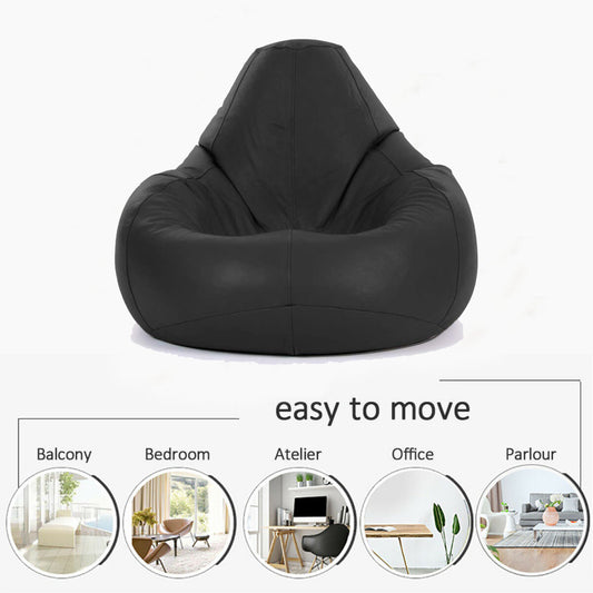 Premium Black Genuine Leather Bean Bag Chair