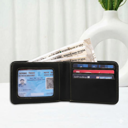 Customized Men's Leather Wallet Black