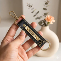 Customized Artificial Leather Keychain with Doc Curry Black