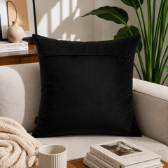Genuine Leather Square Cushion Cover Black Stitch