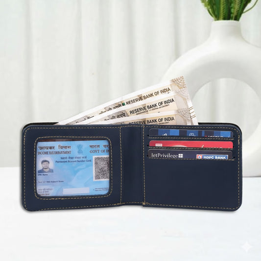 Customized Men's Leather Wallet Blue