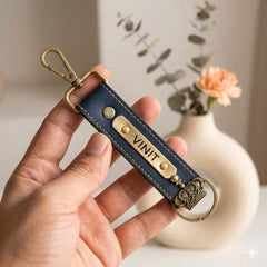 Customized Artificial Leather Keychain with Doc Curry Blue