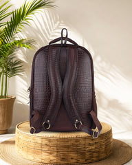 Arviano : Genuine Leather Backpack Brown Croco