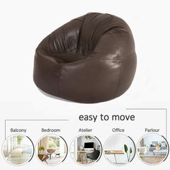 Genuine Cowhide Leather Beanbag Brown
