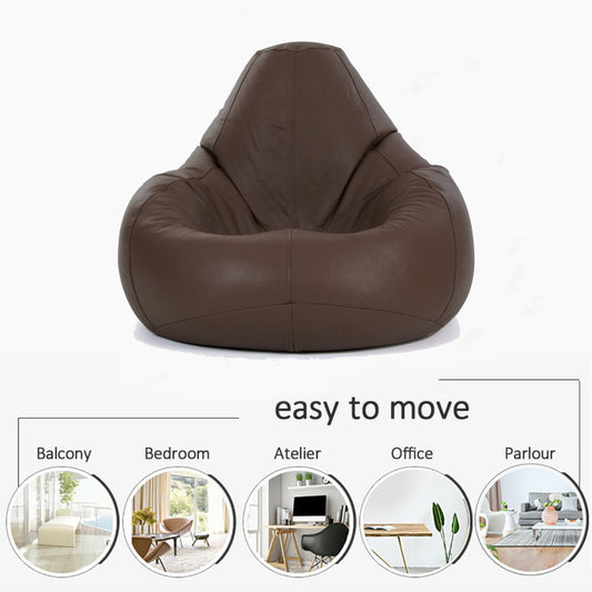 Premium Brown Genuine Leather Bean Bag Chair