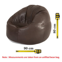 Genuine Cowhide Leather Beanbag Brown