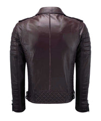 Men’s Genuine Lambskin Leather Biker Jacket Brown
