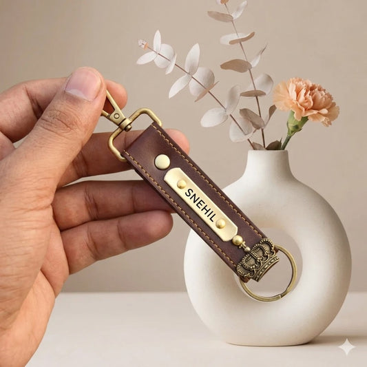 Customized Artificial Leather Keychain with Doc Curry Brown