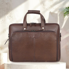 Álvaro : Genuine Leather Laptop Office Bag Chiku