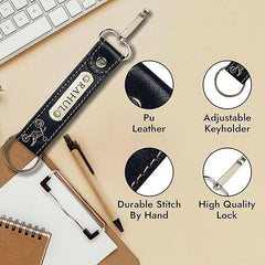 Customized Artificial Leather Keychain with Doc Curry Brown