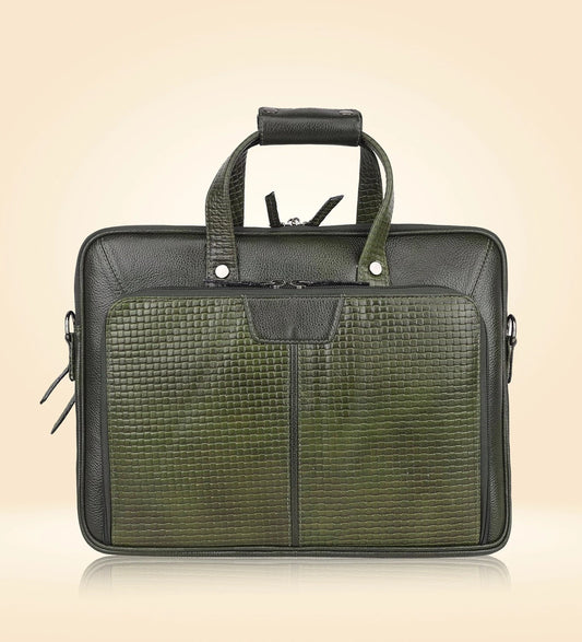 Álvaro : Genuine Leather Laptop Office Bag Green