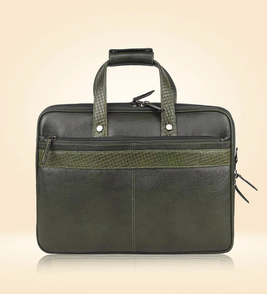 Álvaro : Genuine Leather Laptop Office Bag Green
