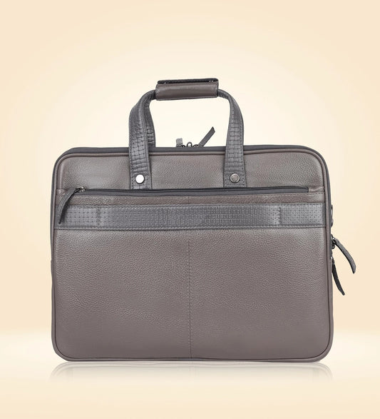 Álvaro : Genuine Leather Laptop Office Bag Grey